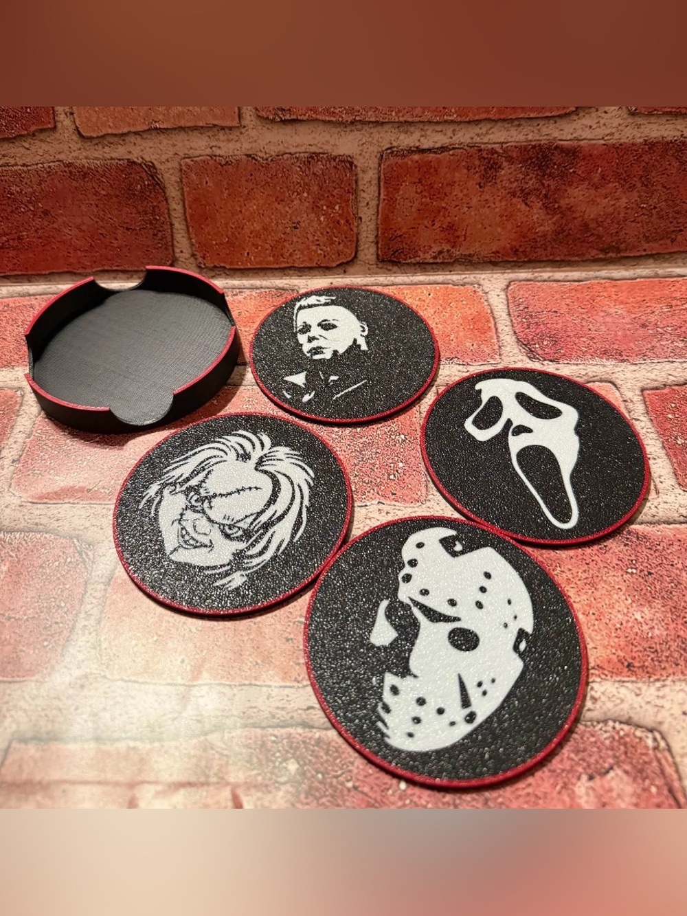 Horror Movie Icon Round Coaster Set